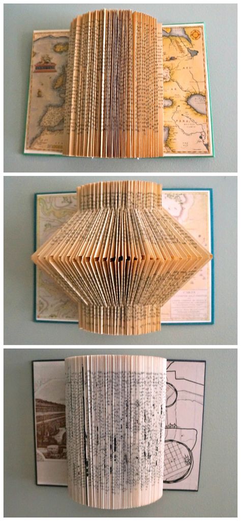 Upcycle: Book Folding from Budget Living ... | the ReFab Diaries Folded Book Pages, Folding Books, Upcycled Books Crafts, Book Folding Patterns Free, Upcycled Books, Folded Book Art Pattern, Book Art Sculptures, Old Book Crafts, Budget Living