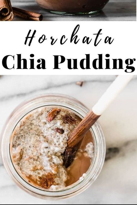 Creamy horchata chia pudding meets cacao and coconut yogurt in this healthy vegan chia pudding parfait, topped with cinnamon and cacao nibs. Horchata Chia Pudding, Flax Chia Pudding, Caramel Chia Pudding, Low Calorie Chia Pudding, Beltane 2024, Cinnamon Chia Pudding, Yogurt Chia Pudding, Vegan Chia Pudding, Chia Pudding Parfait