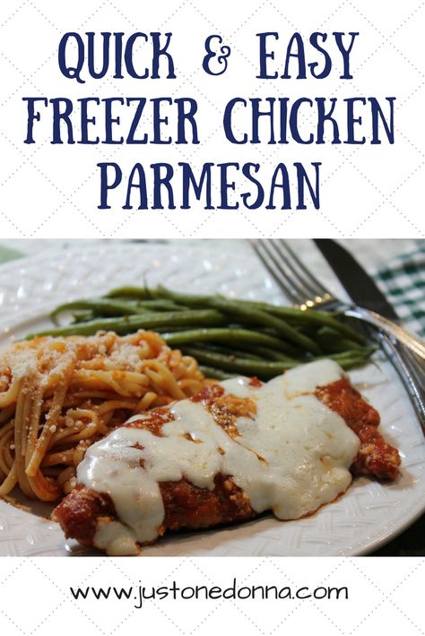 A semi-homemade, easy recipe for Chicken Parmesan to serve now or freeze. #freezerdinner #makeahead #easy Chicken Recipes To Freeze, Recipe For Chicken Parmesan, Recipes To Freeze, Freeze Meals, Freezing Chicken, Frozen Chicken Recipes, Freezer Dinners, Easy Chicken Parmesan, Breaded Chicken Breast