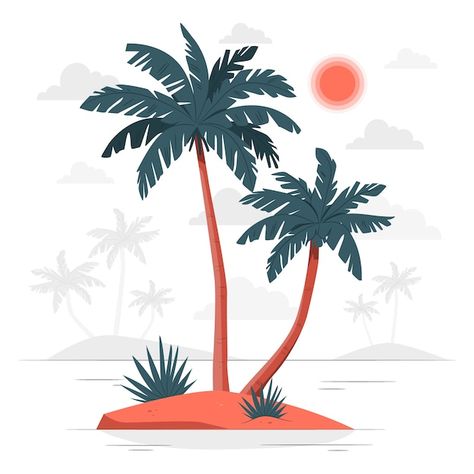 Illustration De Concept D'île De Palmier | Free Vector #Freepik #freevector #palmier-illustration #arbre-palmier #palmier #tronc Restaurant, Illustrations