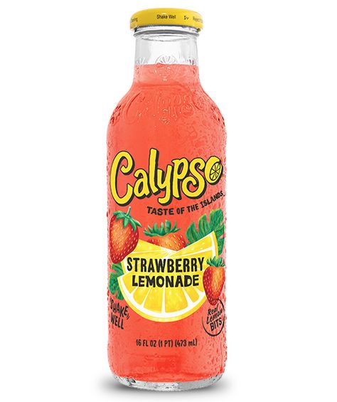 Strawberry Lemonade - Calypso Calypso Strawberry Lemonade, Calypso Drink, Snack Closet, Calypso Lemonade, Lemonade Slushies, Flavored Lemonade, Fizzy Drinks, Pickle Butter, Lemonade Drinks