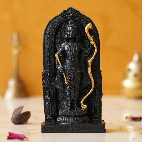 Webelkart Premium Lord Ayodhya Ram Idol Murti Showpiece | Ram ji ki Murti Lalla Statue in Ayodhya Mandir for Home and Office Decor (6" Inches) About this item ✔️Package Contents:1 Unit Of Lord Ram ji ki murti idol statue murti , Material: Resin , Color: Black Lord Ram Statue Is Exquisitely Hand-Crafted In India By Master Artists. Ram Idol Is Embellished With Leafing Black ✔️EXOTIC DECORATION Use the statue to bring a touch of Indian culture to your décor ✔️Diwali Gifts, Spiritual Lucky Gift,... Ayodhya Mandir, Mandir For Home, Ayodhya Ram, Cast Gifts, Zbrush Models, Home Decor Items Online, Master Artists, House Warming Ceremony, Lord Ram