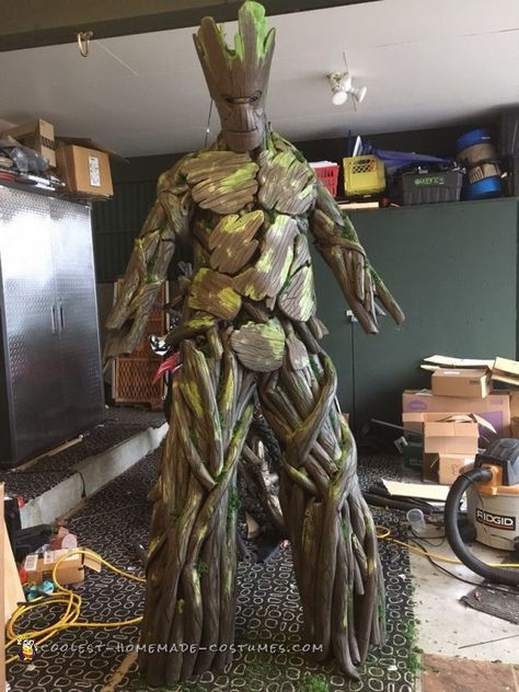 Coolest Homemade Costumes | Awesome DIY Groot Costume from Guardians of the Galaxy Diy Groot Costume, Diy Groot, Groot Halloween Costume, Guardians Of The Galaxy Costume, Teenage Groot, Galaxy Costume, Diy Halloween Scary, Groot Costume, Groot Guardians Of The Galaxy