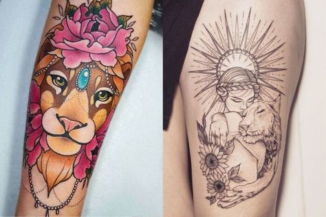 These Leo tattoos feature the Strength tarot card, the Leo constellation, and the lion symbol. They're perfect for those born between July 23 and August 22. #leo #astrology #zodiac #tattoos Leo Tattoo Ideas, Leo Lion Tattoos, Leo Constellation Tattoo, About Leo, Leo Zodiac Tattoos, Leo Tattoo Designs, Leo Tattoo, Glyph Tattoo, Sagittarius Tattoo