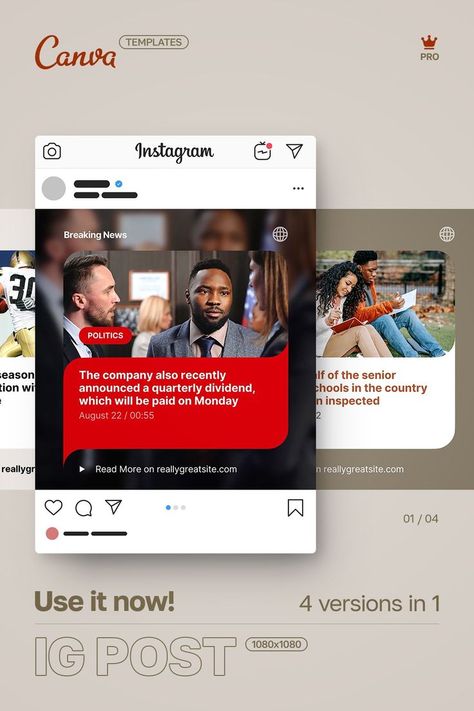 ✍️ Doing content marketing? Do you run a social media newspaper, magazine or blog?
It's time to get serious about optimizing the online presence of your news resource or blog.
👌 CANVA PRO's easy-to-edit Instagram templates will handle your needs.
🎨 Change colors, images and texts and get a professional looking post or story in minutes!

These templates are available in 3 doctypes: • Instagram post & story • Facebook post Blog Post Cover Design, Like This Post Instagram, Online Newspaper Design, We Are Back Social Media Post, Blog Post Social Media Design, News Template Design Social Media, Magazine Social Media Post, Newspaper Social Media Design, Save For Later Instagram Post