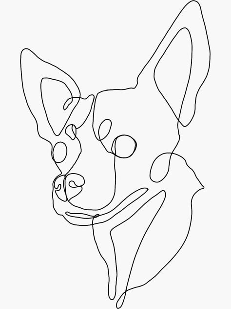 Dog Line Art Tattoo Chihuahua, Single Line Dog Drawing, Chihuahua Line Art, Tattoos Line Art, Dog Line Art Tattoo, Chihuahua Tattoo, Line Art Tattoo, Dog Line Drawing, Dog Line Art