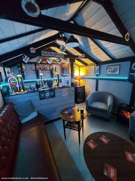 He Shed Man Cave, Summerhouse Bar Ideas, Shed Man Cave Ideas, Backyard Man Cave Sheds, Man Shed Bar, Home Pub Ideas, Shed Bar Ideas, Garage Bar Ideas, Backyard Pub