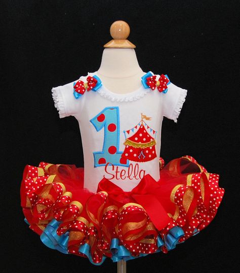 Birthday Tutu Outfit,  Big Top  Circus theme  Ribbon trim Tutu First Birthday Outfit with Bloomers Birthday tutu by LittleKeikiBouTiki on Etsy Carnival Birthday Outfit, Circus Birthday Outfit, Circus First Birthday, Circus 1st Birthdays, 1st Birthday Outfit Girl, Handmade Outfits, First Birthday Tutu, First Birthday Outfit Girl, Girls Birthday Party Themes