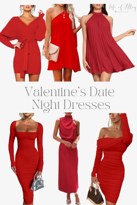 These affordable red dresses are great for Valentine’s Day, Date Night or for your next event. Crafts Date Night, Valentine Outfits For Women, Valentine's Outfit, Trendy Date Night Outfit, Valentines Gift Ideas, Date Night Outfit Ideas, Dress Date Night, Night Outfit Ideas, Day Outfit Ideas