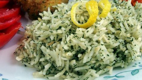 Dill Rice Recipe, Lemon Dill Rice, Rice With Fish, Dill Rice, Dill Recipes, Lots Of Food, Lemon Dill, Easy Recipe Ideas, Drying Dill