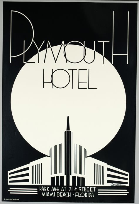 Poster, 1978; Designed by Woody Vondracek St Street, Cooper Hewitt, Miami Beach Florida, Design Posters, Design Museum, Retro Art, South Beach, Miami Beach, Plymouth