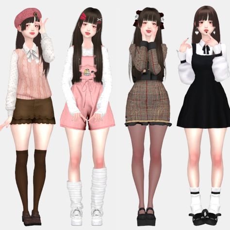 Pretty Oc, Gamer Girl Outfit, Himekaji Outfits, Sims Lookbook, Japanese Uniform, Save File, Sims 4 Mods Clothes, Sims4 Cc, Cc Sims