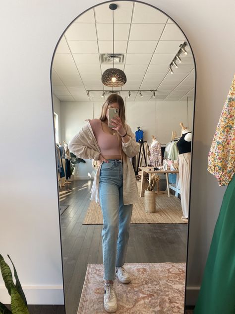 Pink Airforce 1 Outfit, Pink Air Force 1 Outfit, Pink Airforce, Airforce 1 Outfit, Air Force 1 Outfit, Nike Silver, Pink Denim, Aritzia Babaton, Work Outfits