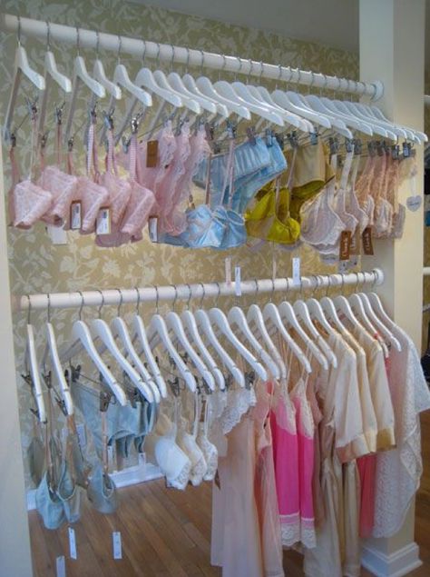 Lingerie Organization Ideas, Boutique Storage, Lingerie Organization, Lingerie Store Design, Lingerie Storage, Lingerie Stores, Lingerie Petite, Lingerie Closet, Bridal Boutique Interior