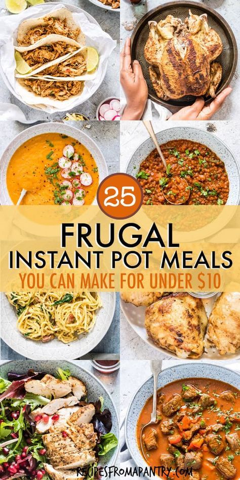 Each of the 25 Cheap Instant Pot Recipes her costs under $10 to make! The Instant Pot makes it SO easy to feed your family great-tasting meals on a budget. Main dishes, soups, breakfasts and desserts included. Click through to get these frugal Instant Pot recipes!! #instantpot #instantpotrecipes #cheapinstantpotrecipes #frugalinstantpotrecipes #pressurecookerrecipes #cheappressurecookerrecipes #cheapinstantpotmeals #frugalinstantpotmeals #frugalinstantpotdinners Cheap Instant Pot Recipes, Cheap Instant Pot, Instant Pot Meals, Meals On A Budget, Pot Recipes Healthy, Pot Recipes Easy, Best Instant Pot Recipe, Healthy Instant Pot Recipes, Instant Recipes