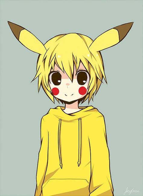 Pika anime boy Female Pikachu, Pikachu Halloween Costume, Deviantart Pokemon, Pokemon Human Form, Human Pikachu, Walpapers Cute, Pokemon Manga, Pokemon Eeveelutions, Pokemon Cosplay