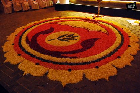 The grand Pookalam (Floral Carpet) which is an integral part of Kerala's Onam Celebrations!   #Onam #Wayanad #Kerala #festivals #celebration #Onapookalam #FloralCarpet #designs Onam Pookalam Design 3d, Pookalam Design Onam First Prize, Pookolam Design Onam Theme, Onapookalam Designs For Competition, Athapookalam Designs Theme, Athapookalam Designs For Competition, Pookalam Design Onam With Theme, Flower Carpet Design Onam, Pookolam Design Onam