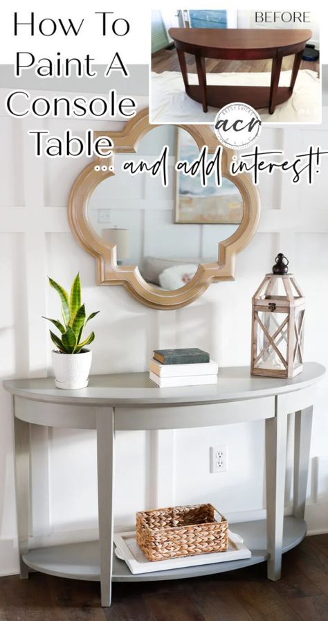 Learn how to paint a console table but not boring flat paint, add interest too!! artsychicksrule.com Mother Daughter Trip, Blogger Home, Flat Paint, Learn How To Paint, Little Cottage, Bottom Shelf, Learn To Paint, Light Painting, How To Paint