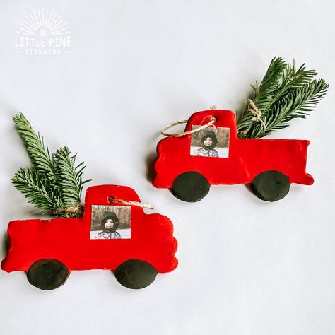 Red Truck Clay Christmas Ornament • Little Pine Learners Truck Crafts, Truck Ornament, Red Truck Decor, Christmas Tree Truck, Christmas Gifts For Parents, Clay Christmas, Ornament Diy, Homemade Ornaments, Red Christmas Tree