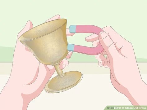 4 Ways to Clean Old Brass - wikiHow Cleaning Brass Remove Tarnish, Clean Brass Remove Tarnish, Fill Your Bucket, Brass Objects, Tarnish Remover, Rubber Gloves, Water Spots, Green Cleaning, Water Stains