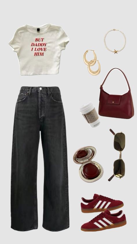 #trendy #adidassambas #adidas #cherry #outfit #sunglasses #makeup #bag #earings Cherry Bag Outfit, Cherry Bag, Bag Outfit, Summer 2024, Workout Pants, Cloth Bags, Makeup Bag, Cherry, Adidas