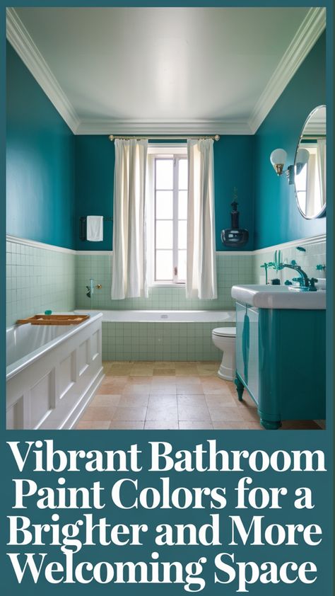 Here is a detailed and engaging product description for the Vibrant Bathroom Paint Colors:

Transform your bathroom into a bright and inviting oasis with our vibrant paint colors. With a wide range of energetic and calming shades to choose from, you can add personality and style to your bathroom's walls, cabinets, and trim.bathroom
#painting
#ideas Bathroom Painting Ideas, Pink Powder Room, Vibrant Bathroom, Bathrooms Decor, Bathroom Wall Colors, Mid Century Paint, Bathroom Painting, Teal Bathroom, Bathroom Paint