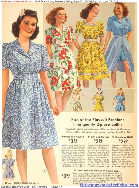 1940s Fashion Women, 1940s Women, 1940s Outfits, 50s Outfits, 1900s Fashion, Century Clothing, 40s Fashion, 1940s Dresses, Fashion Catalogue