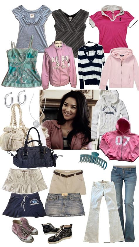 emily fields pretty little liars style inspo sporty y2k h20 inspired fashion collage Comfy Chic Outfits, Sporty Y2k, Pretty Little Liars Outfits, Pretty Little Liars Fashion, Emily Fields, Aria Montgomery, Comfy Chic, Fashion Collage, Blue White And Black