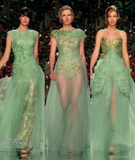 Abed Mahfouz Wedding Collection Weddig Dress, Green Gowns, Abed Mahfouz, Green Wedding Dresses, Georges Chakra, Gold Wedding Dress, Chanel Cruise, Tony Ward, Spring Couture