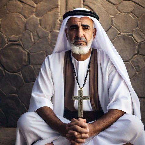 Old christian arab praying with a notorious cross on. His chest Arab Christian, Christian Photography, Christian Men, A Cross, Lord Jesus Christ, Photography, Quick Saves