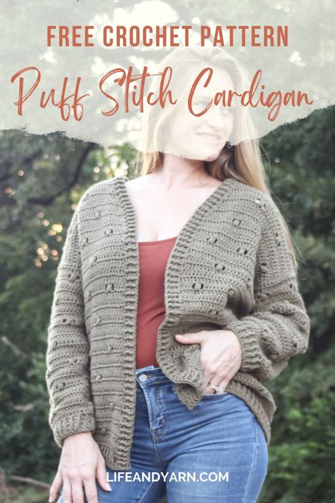 Free Crochet Cardigan Pattern Puff Stitch Cardigan, Heartland Yarn Crochet Pattern, Crochet Crop Cardigan Pattern, Crochet Short Cardigan Pattern Free, Chrochet Sweaters, Crochet Outerwear, Crochet Cardigan Pattern Free Women, Potted Gardens, Crocheted Sweaters