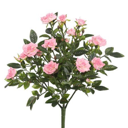 Vickerman 15 inch Light Pink Mini Diamond Rosa Bush with 249 Leaves, 38 Flowers and Buds Roses Bush, Indoor Roses, Artificial Floral Arrangements, Artificial Orchids, Faux Floral Arrangement, Artificial Light, Rose Stem, Rose Bush, Home Flowers