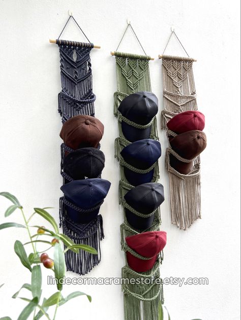 Baseball Hat Wall Display Bedrooms, Macrame Baseball Hat Hanger, Macrame Ball Cap Holder, Macrame Baseball Hat Holder, Hristmas Gifts, Baseball Hat Storage, Baseball Cap Storage, Hat Holders, Baseball Cap Rack