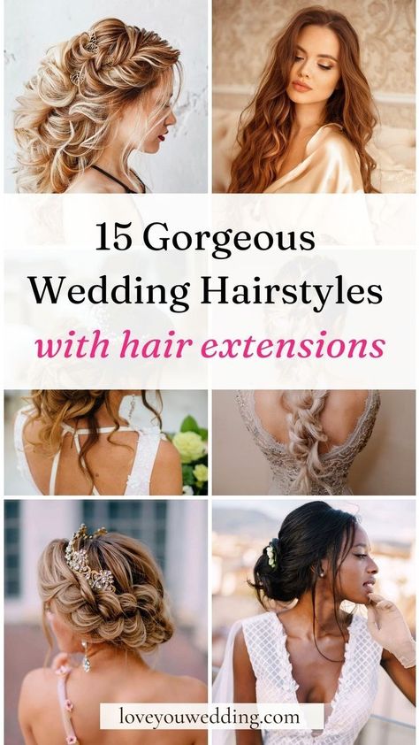 Hair Ideas With Extensions, Wedding Hairstyles With Extensions, Sleek Wedding Hairstyles, Hairstyles With Extensions, Wedding Beauty Prep, Hair With Extensions, Bride Hairstyles With Veil, Elegant Wedding Hairstyles, Beautiful Wedding Hairstyles