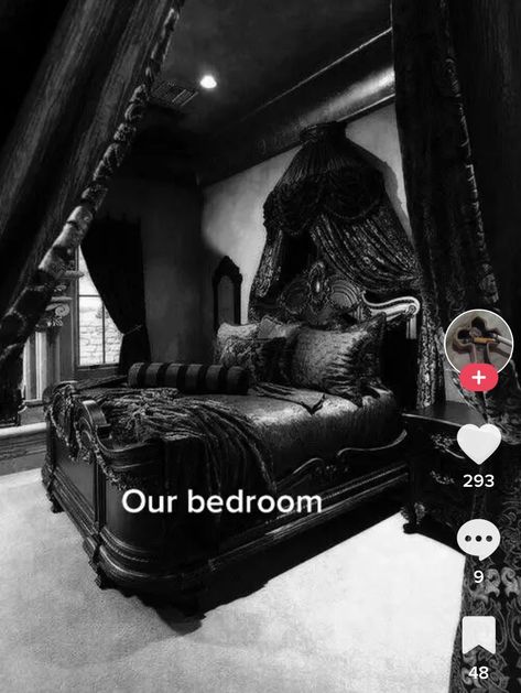 Black Bedroom Furniture Set, Gothic Bedroom Ideas, Gothic Bed, Gothic Decor Bedroom, Gothic Room, Gothic Interior, Gothic Bedroom, Black Bedroom Furniture, Dark Bedroom