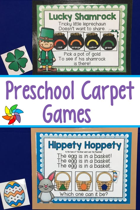 Turn learning into a game with these wonderful Carpet Games for Preschoolers. There are many different kinds of carpet games. Whether the teacher is looking to reinforce color names with a class of three-year-olds or lowercase letters with a Pre-K class, these adaptable, engaging games help students memorize things without realizing that they are learning! You can practice colors, letters, numbers, shapes, etc. Name Games For Prek, Pre K Whole Group Activities, Preschool Class Games, Name Games For Preschoolers, Preschool Carpet Games, Carpet Games For Preschool, Turn Taking Games For Preschoolers, Name Games Preschool, Circle Time Games For Preschool