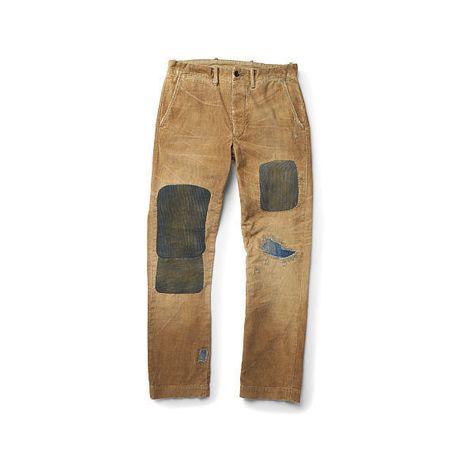 Ralph Lauren Rrl Distressed Corduroy Work Pant ($490) ❤ liked on Polyvore featuring men's fashion, men's clothing, men's pants, men's casual pants, ralph lauren mens pants and mens corduroy pants Patch Work Pants Men, Retro Denim Patchwork Pants, Pant Patches, Mens Corduroy Pants, Patchwork Corduroy Pants Men, Men’s Courdoroy Pants, Kapital Patchwork Jeans, Mens Corduroy, Corduroy Pants Men