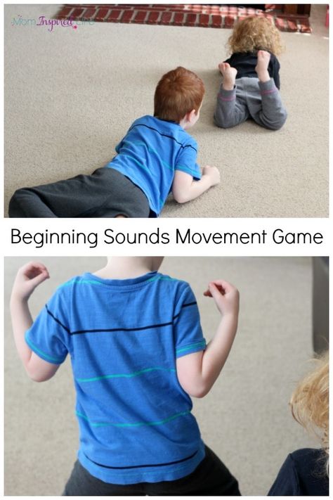 Beginning sounds movement game. A gross motor literacy activity that will have kids moving and learning! Brain Games For Kids, Games For Kids Classroom, Gross Motor Activity, Abc Activities, Gross Motor Activities, Kids Moves, Preschool Literacy, Movement Activities, Alphabet Activities Preschool