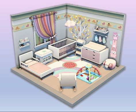 Sims 4 Toddler Room No Cc, Sims 4 Nursery Ideas No Cc, Sims 4 Nursery Ideas, 2023 Nursery, Sims 4 Kids Room, Todler Room, Sims 4 Ps4, Sims Room, Sims4 Builds