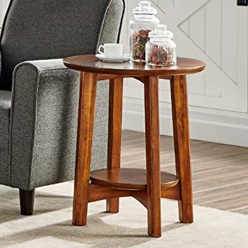 Monterey 20" Round Mid-Century Modern Wood End Table, Warm Chestnut Mcm Side Table, Mid Century Modern Wood, Wood End Table, Side End Table, Floor Protectors, Wood End Tables, Modern Accents, Floating Shelf, Wood Rounds