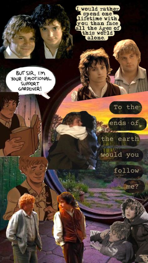 Frodo and Sam #lotr #wallpaper #hobbits Frodo X Sam, Sam And Frodo, Frodo And Sam, Samwise Gamgee, Nerd Herd, Elijah Wood, Ends Of The Earth, Emotional Support, Middle Earth