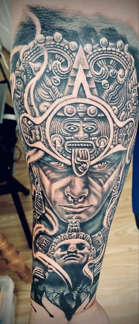 Aztec tottoo | Aztec tattoos sleeve, Warrior tattoo, Mayan tattoos Colombian Tattoos, Mayan Warrior Tattoo, Spanish Warrior, Clock Tattoo Sleeve, Aztec Sleeve, Aztec Warrior Tattoo, Aztec Tattoos Sleeve, Warrior Tattoo Sleeve, Lion Art Tattoo