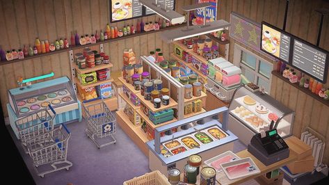 Convenience Store Animal Crossing, Animal Crossing Toy Shop, Acnh Souvenir Shop, Acnh Pharmacy, Acnh Candle Shop, Animal Crossing Laundromat, Acnh Grocery Store Designs, Acnh Vending Machine Area, Animal Crossing Clothing Store