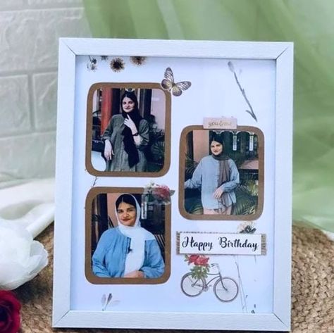 Photo Frame Gift Ideas For Husband, Birthday Photo Frame Background Design, Photo Frame Design For Best Friend, Poloroid Frame Ideas, A4 Size Frame Design, Birthday Photo Frame Models, Birthday Gifts For Best Friend Photo Frame, Birthday Calligraphy Frames, A3 Frame Ideas