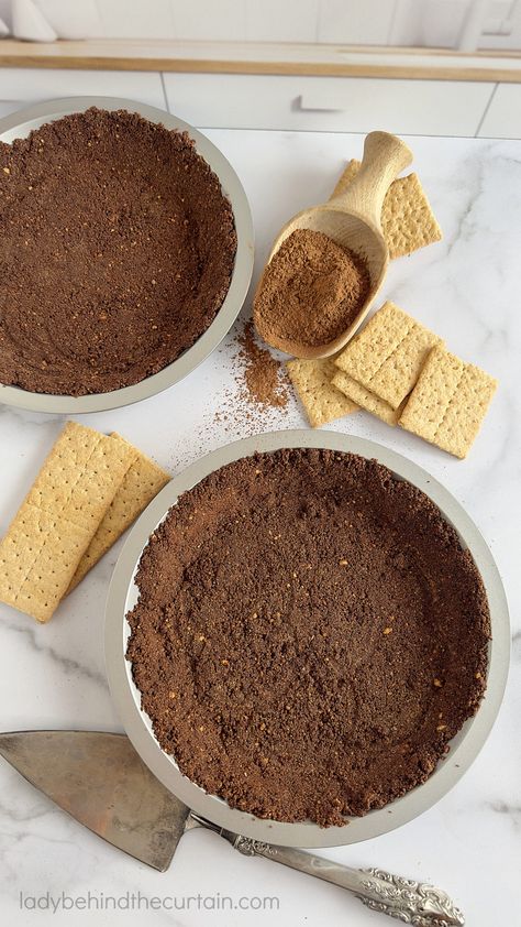 Chocolate Graham Cracker Crust Made With Honey Graham Crackers No Bake Graham Cracker Crust, Honey Graham Crackers, Baked Graham Cracker Crust, Graham Cracker Pie Crust, Graham Cracker Crust Recipe, Chocolate Graham Cracker Crust, Chocolate Chip Pie, Homemade Graham Cracker Crust, Chocolate Pie Recipes