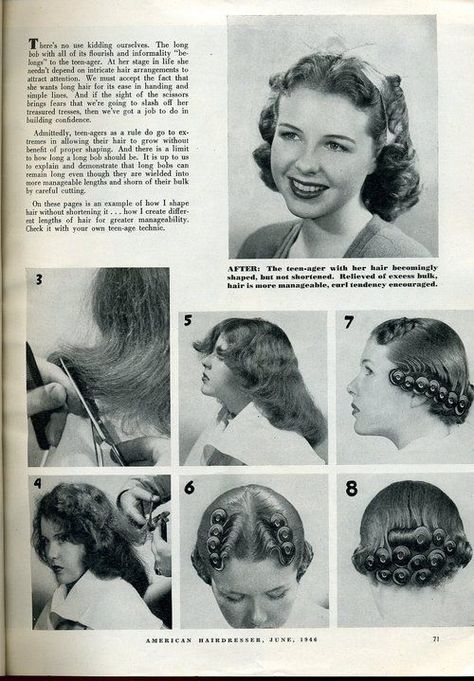 pin curl 50's style... Looks like my grandmothers' pictures Hair Sets, Hair History, 40's Fashion, Beauty Books, Pin Curl, Retro Updo, Historical Hairstyles, Hair Education, 40s Hairstyles