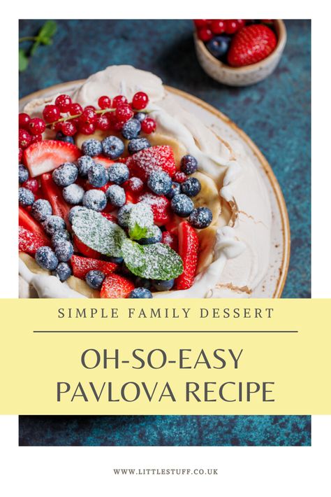 This Easy Pavlova Recipe is really the most amazing thing and so simple Pavlova Recipe Easy, Easy Pavlova Recipe, Easy Pavlova, Family Of 8, Family Desserts, Meringue Cake, Pavlova Recipe, Savory Muffins, Pavlova