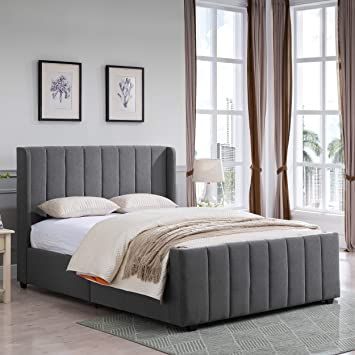 Christopher Knight Home Riley Fully-Upholstered Bed Frame-Queen-Size-Traditional, Charcoal Gray Black Queen Antoinette, King Size Platform Bed, Traditional Bed, Upholstered Panel Bed, Queen Size Bed Frames, Upholstered Panels, Upholstered Bed Frame, Teen Bedding, Black Furniture