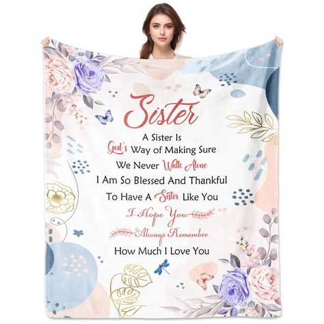 PRICES MAY VARY. 【Material】: This Gift For Sister Blanket Is Made Of 100% Microfiber Polyesters, 60 X 50 In (150 X 127 Cm). Sister Birthday Gifts From Sister, A Gift Of High Quality, Which Is An Ultra-Soft And Lightweight Fabric, Wrinkle-Free, And Very Comfortable. On The Premise Of Ensuring Lightness And Comfort, It Can Also Guarantee Warmth 【Sisters Gifts From Sister】: Exterior Super Soft High-Quality Fabric, Super Soft, And Feels Great In The Hand. Lightweight, Durable, And Fold Able，On It Is Gift Ideas For Mothers Day, Sister Gift Ideas, Ideas For Mothers Day, Sister Birthday Gifts, Big Sister Gifts, Sister Sister, Christmas Throws, Christmas Blankets, Birthday Gifts For Sister