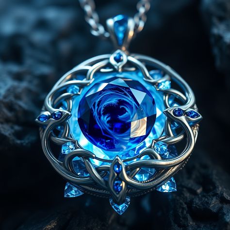 Discover the enigmatic Stormcaller's Embrace, a stunning amulet crafted by Elara Starweaver. This artifact channels the power of lightning, striking down foes with electrifying force. ⚡ #FantasyItems #DungeonsAndDragons Curse Aesthetic, Blue Amulet, Story Concepts, Magical Objects, Fantasy Jewellery, Magic Academy, Beautiful Objects, Cold Hearted, Blue Magic